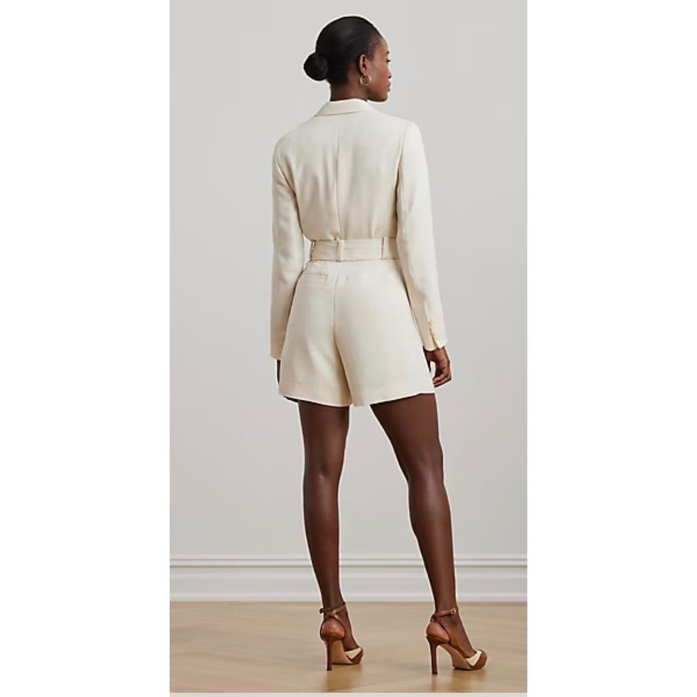 NWT Lauren Ralph Lauren Blazer Romper | Cream Ivory | Belted | Size 6 - Picture 3 of 16